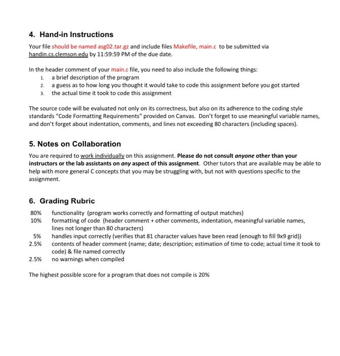 zoom in for better view and look at sample output CPSC 1110