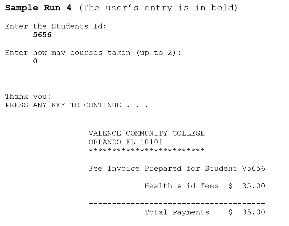 is stored in *pId int checkNumberOfCourses int numCourses This function returns 0