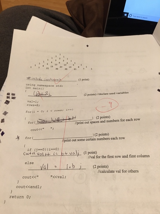  The following program prints out the pattern below. Please finish the