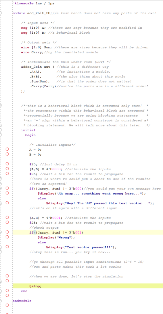 finishing this test bench file. (b) Create a new Verilog source file