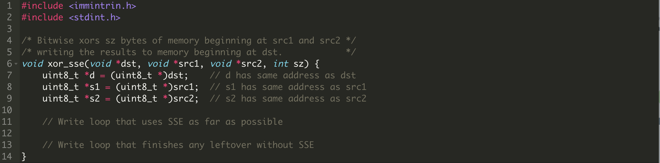 using C language I've begun a C function that intends to bitwise