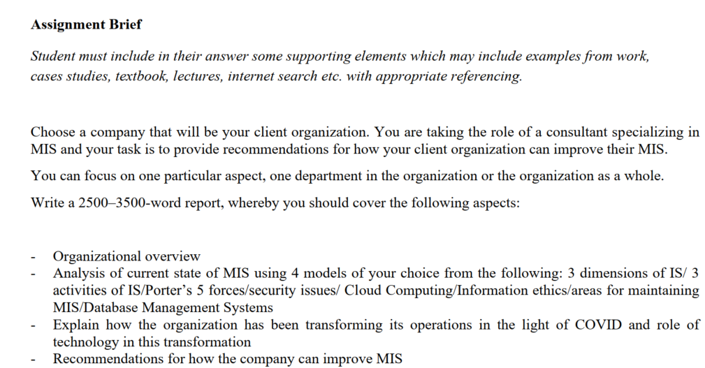 3. Recommendations for how MIS can be improved in the company (using