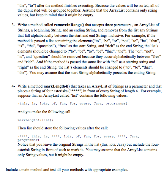 following methods: 1- Write a method called scaleByK() that takes an ArrayList