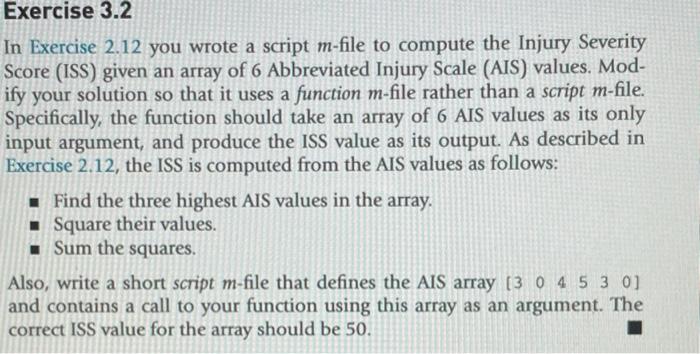  write in MATLAB coding language Exercise 3.2 In Exercise 2.12 you