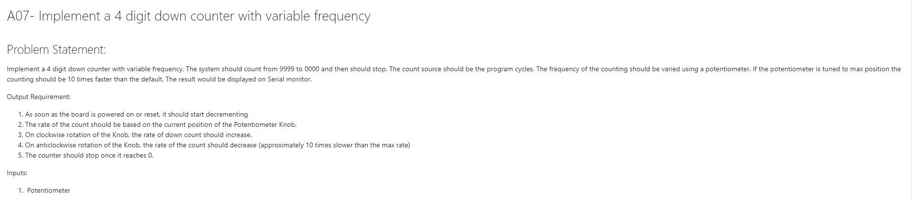  how to write the microcontroller code for self down counter from