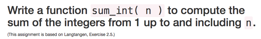  Please write it on python Write a function sum int( n