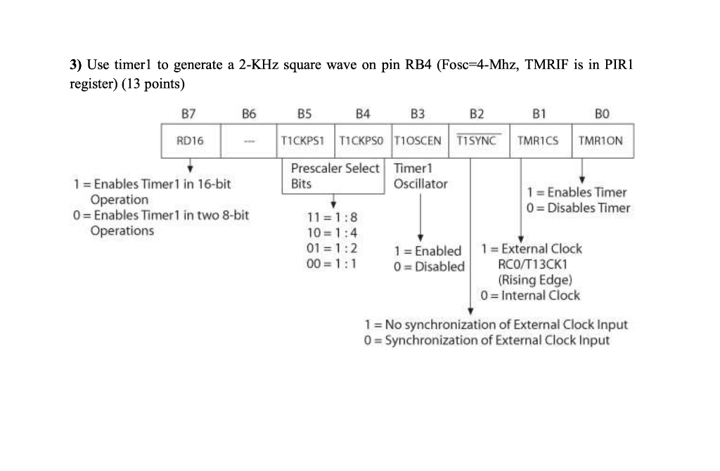 3) Use timerl to generate a 2-KHz square wave on pin