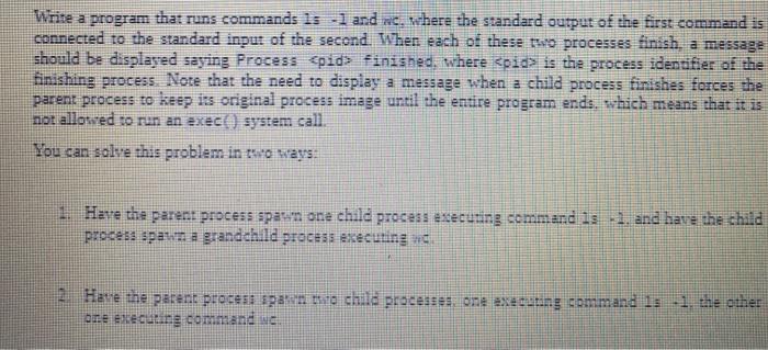  C code Write a program that runs commands ls -l and