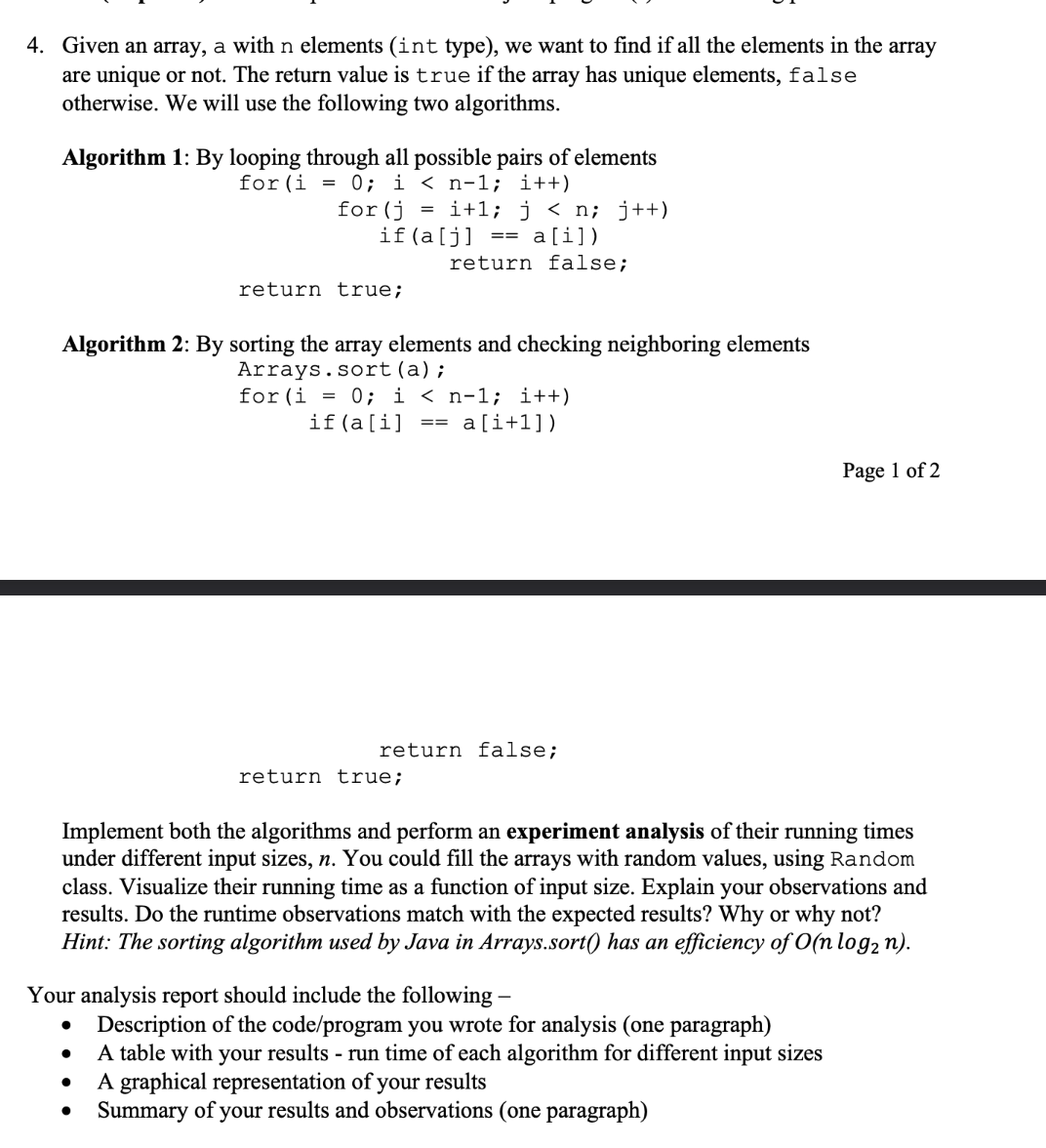  Given an array, a with n elements (int type), we want