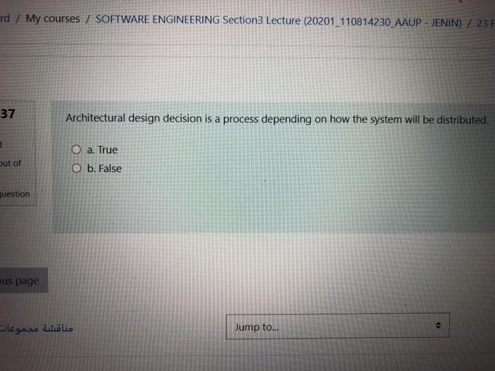  rd / My courses / SOFTWARE ENGINEERING Section Lecture (20201_110814230_AAUP -
