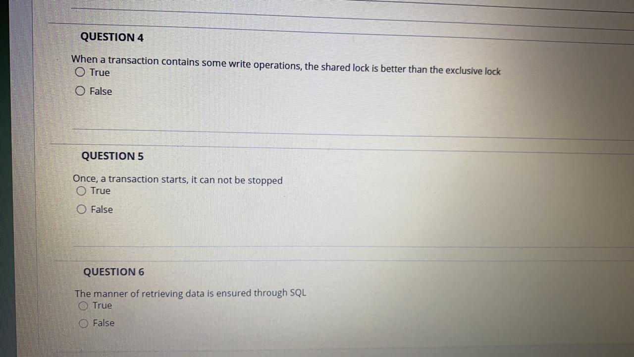 O True False QUESTION 8 "all or nothing" behavior means that only