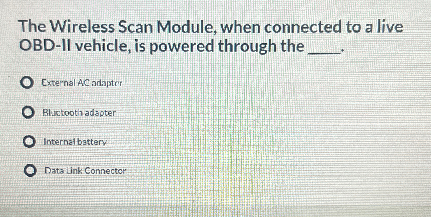  The Wireless Scan Module, when connected to a live OBD-II vehicle,
