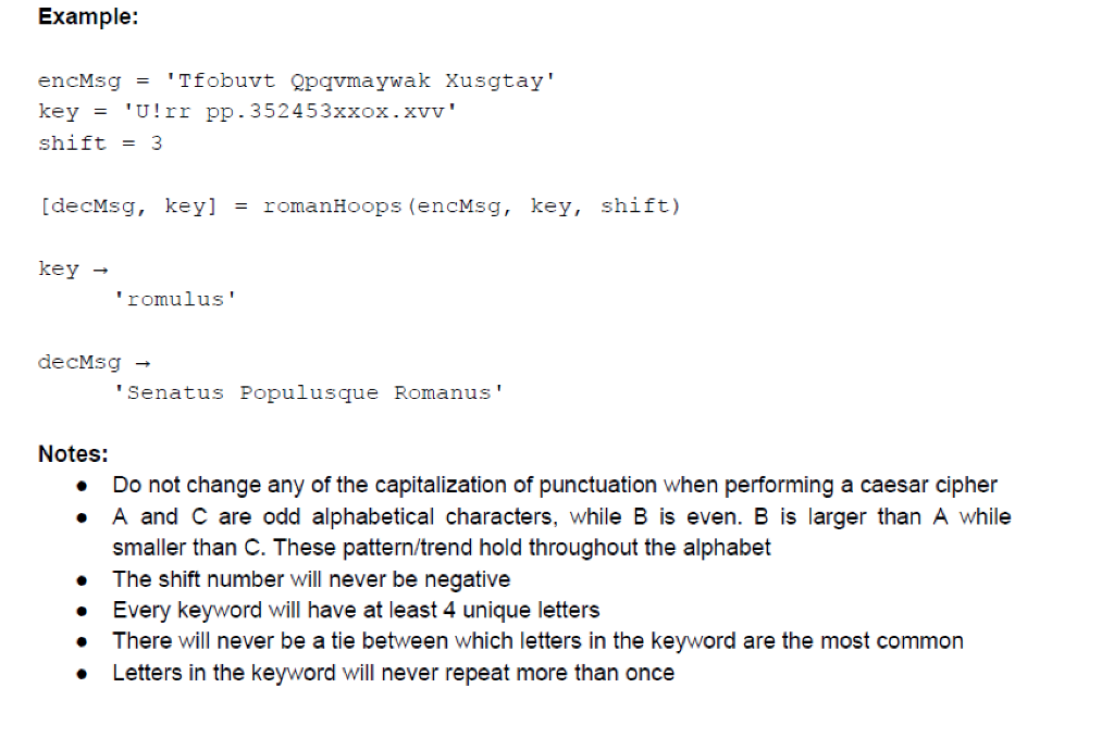 The key shift used to encrypt the keyword Outputs: 1. (char) The