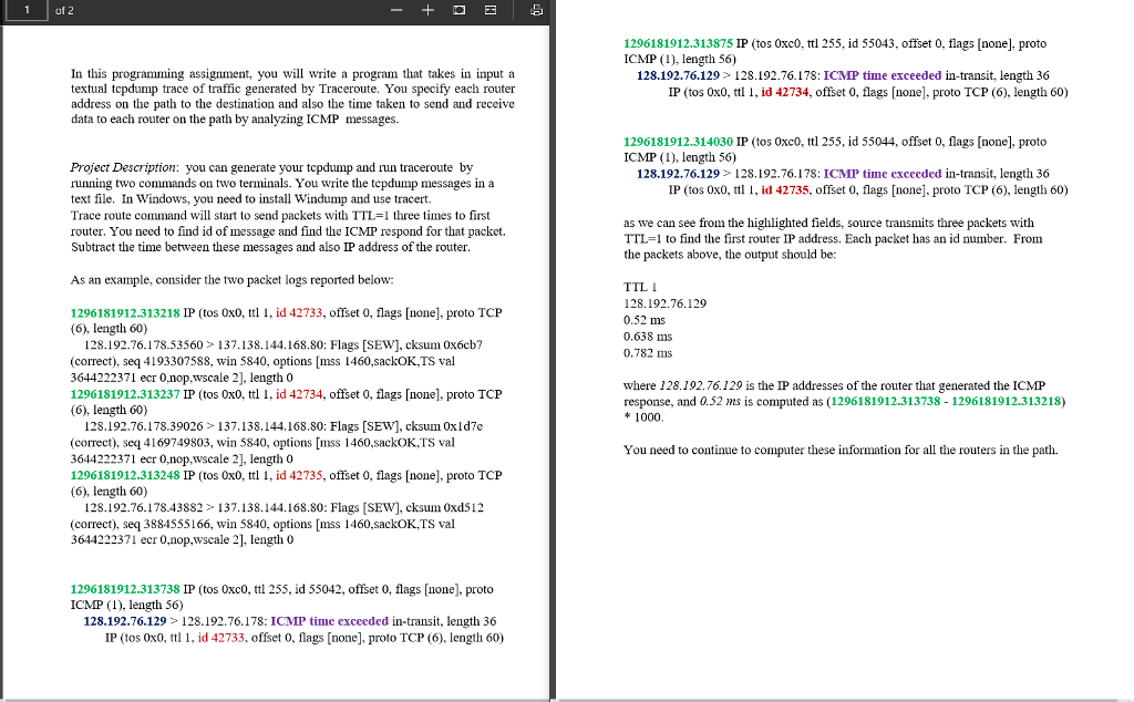 he program must be named "TracerouteAnalysis.java", and needs to take the file