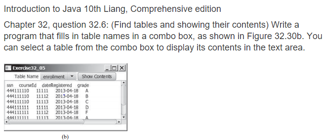  Introduction to Java 10th Liang, Comprehensive edition Chapter 32, question 32.6: