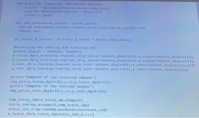 dataset, we want to build a simple threshold-based classifier that classifies 2's