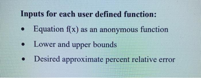 Please develope a user defined function to evaluate the root of an