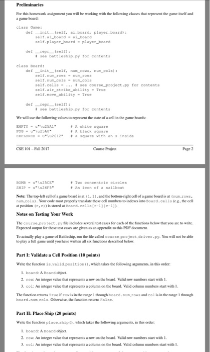 In python. Do not change anything in preliminaries Preliminaries For this