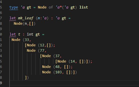 fill the size by ocaml, it should be return 7 4 5