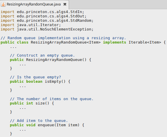 from items in the data structure. Create a generic iterable data type