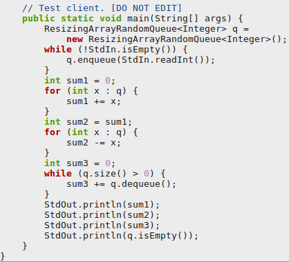 same randomized queue must be mutually independent; each iterator must maintain its