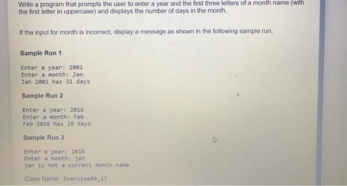  Write a program that prompts the user to enter a year