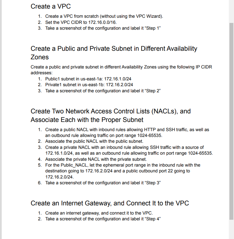 Create a VPC 1. Create a VPC from scratch (without using