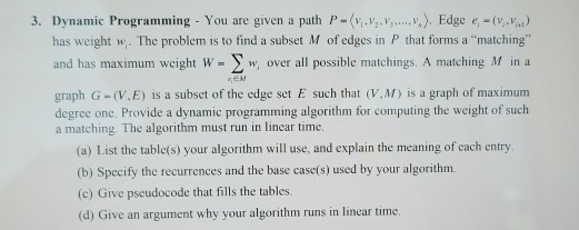  3. Dynamic Programming - You are given a path P..). Edge