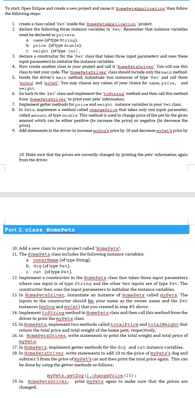 need help with part 2 To start, Open Eclipse and create a