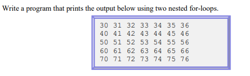 Write in C. Write a program that prints the output below using
