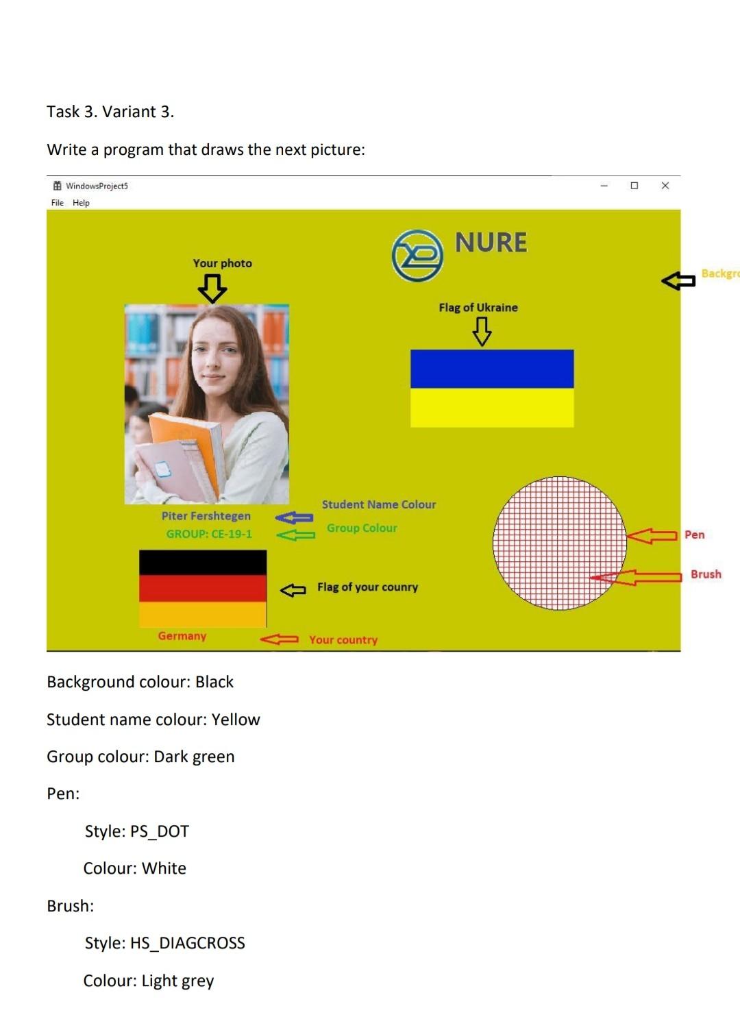  Help Task 3. Variant 3. Write a program that draws the