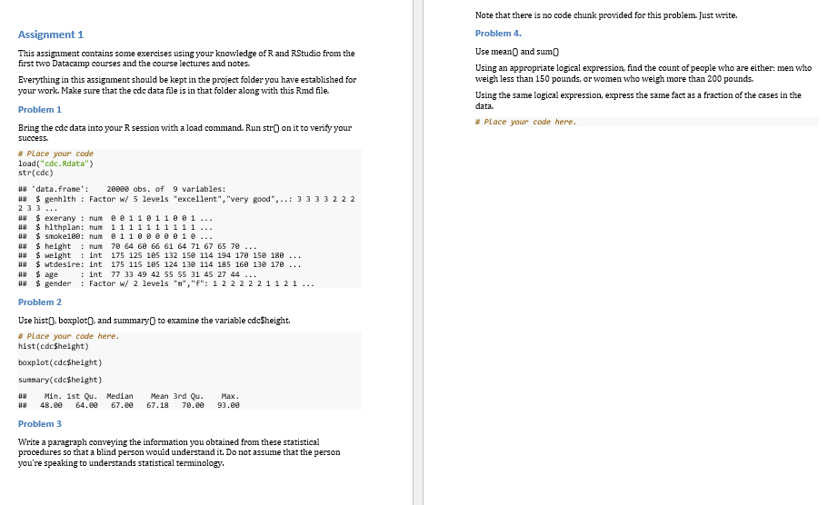 The following is in R script. PLEASE ANSWER PROBLEMS 3 AND 4