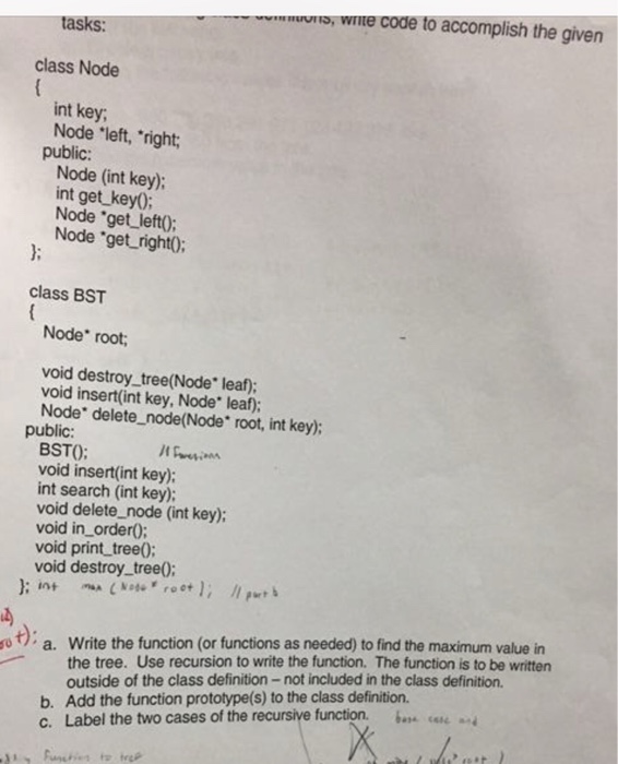  Just answer far a,b,c e to accomplish the given tasks: class