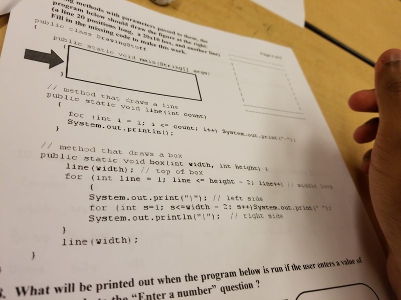  urgent using java code methods with parameters pa program below should