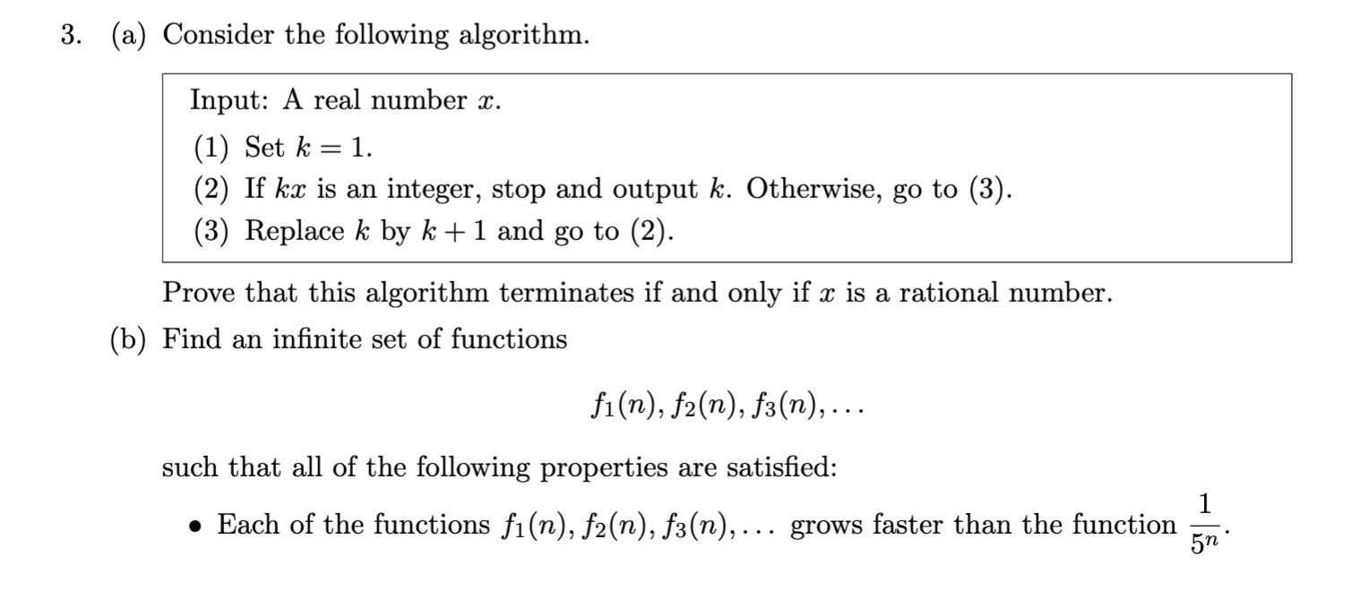  3. (a) Consider the following algorithm. Input: A real number x.