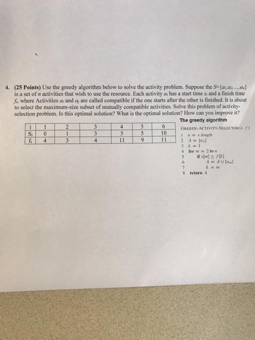  4. (25 Points) Use the greedy algorithm below to solve the