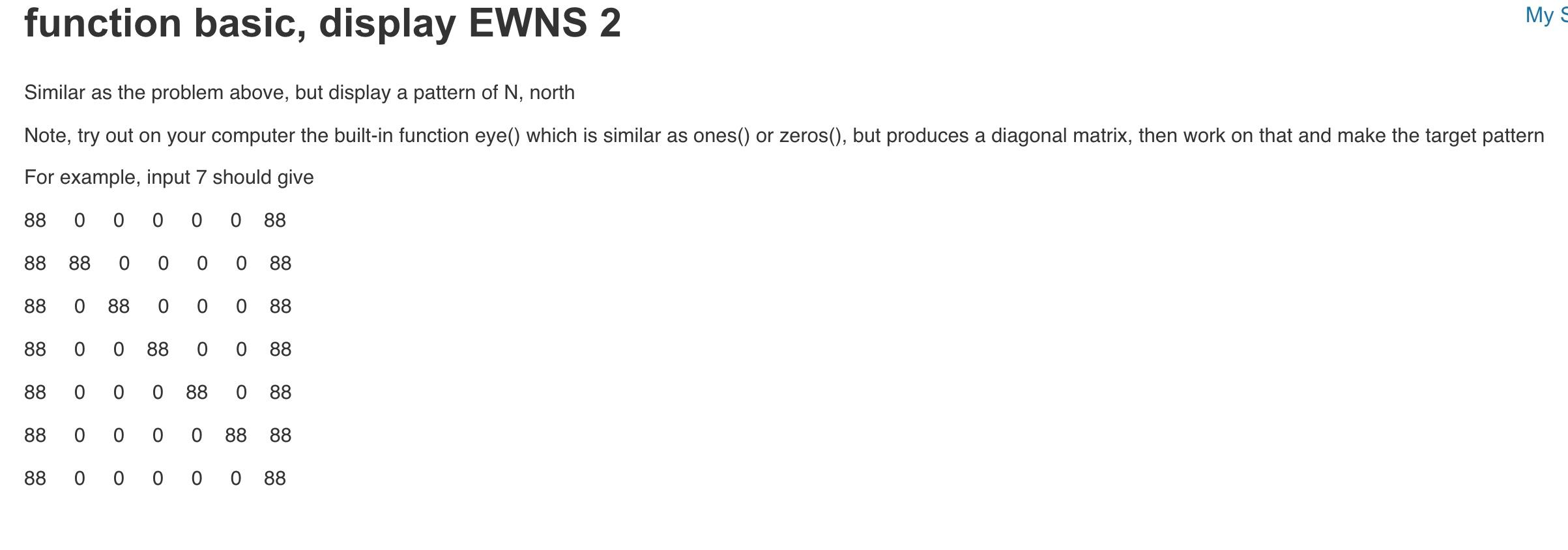 MATLAB function basic, display EWNS 2 My S Similar as the problem