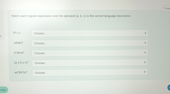  Match each regular expression over the alphabet {a,b,c} to the correct