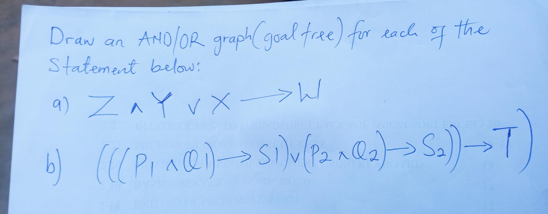  Draw an AND/OR graph (goal tree) for each of the statements