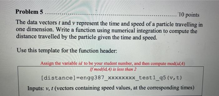  using matlab ... Problem 5 10 points The data vectors t