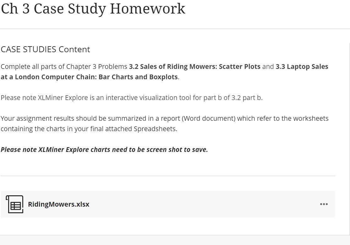  Ch 3 Case Study Homework CASE STUDIES Content Complete all parts