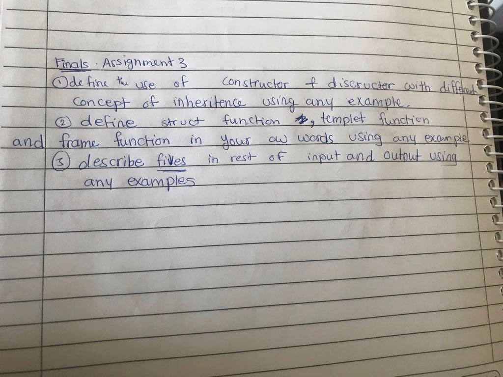 object oriented programming Define the use of constructor & destructor with different