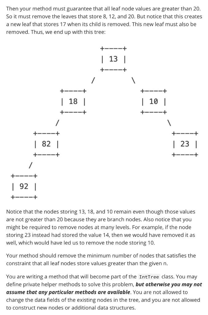 tree of integers. public class IntTree { private IntTreeNode overallRoot; public void