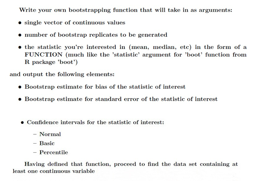 About a R programming question for bootstrapping function Write your own bootstrapping