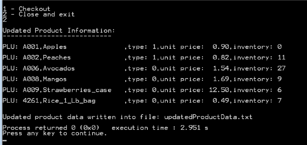 to store grocery product information. For each product we store the following