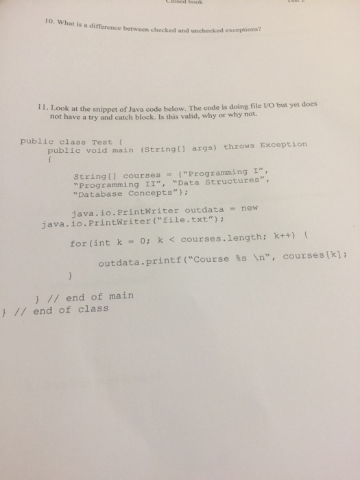  Help!! 10. What is a difference between checked and 11. Look