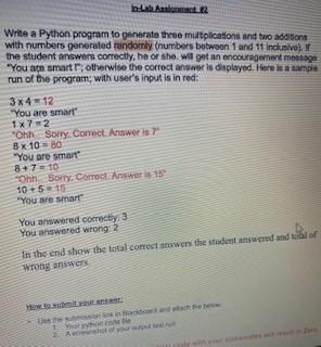  Lah Alam Write a Python program to generate three multiplications and
