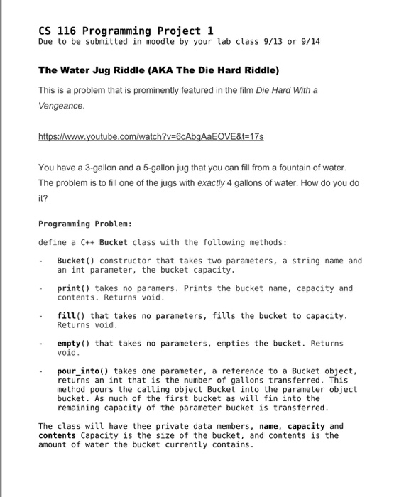  Need help in this project CS 116 Programming Project l Due