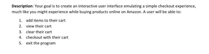  in java Description: Your goal is to create an interactive user