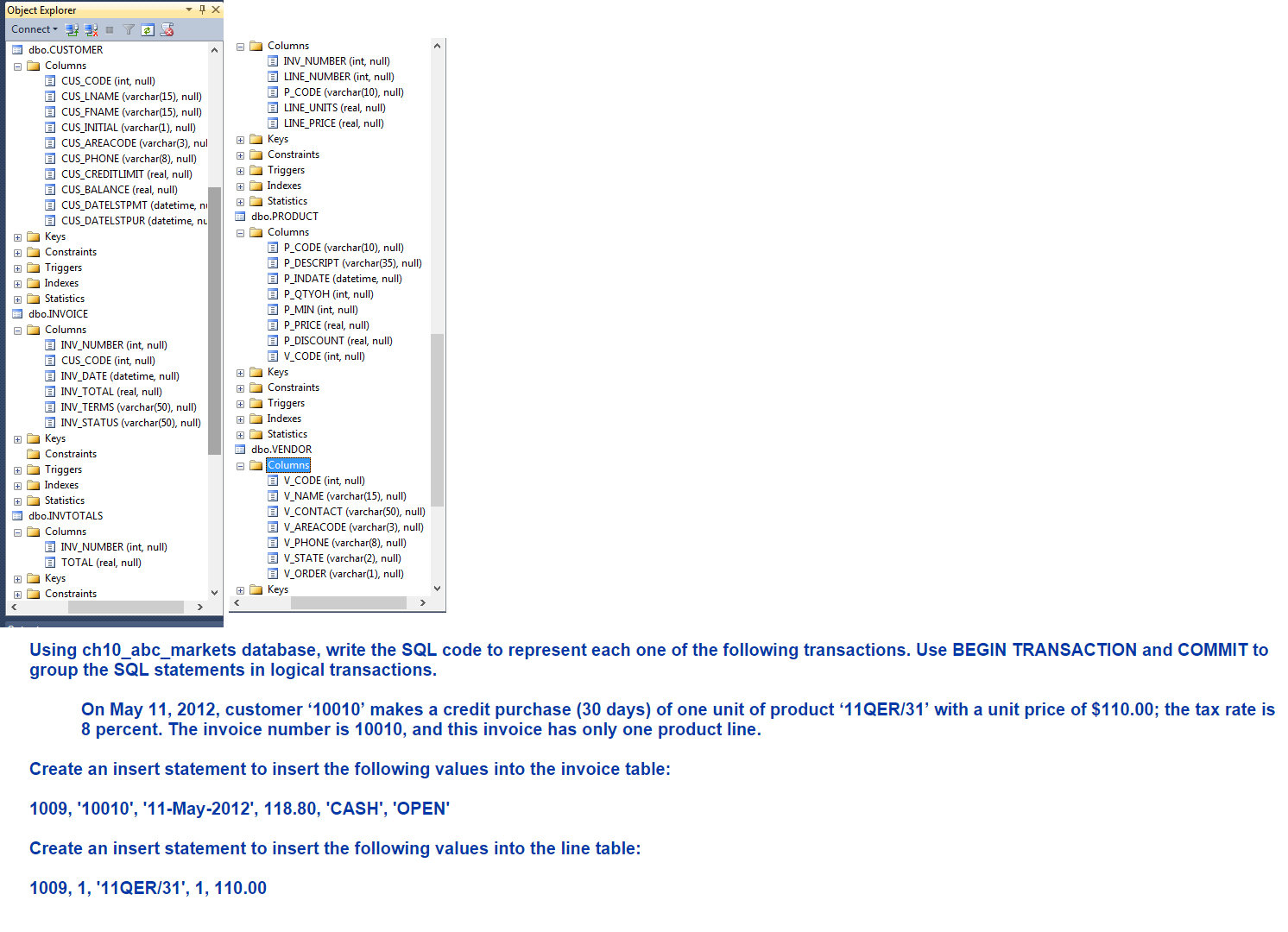  Using ch10_abc_markets database, write the SQL code to represent each one